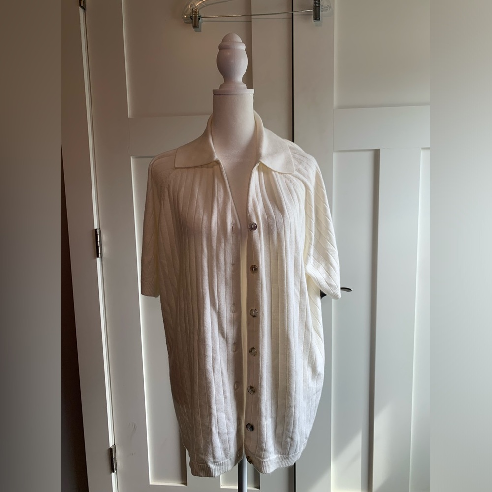 Vintage women’s Short sleeve button down sweater Size 18 / 20